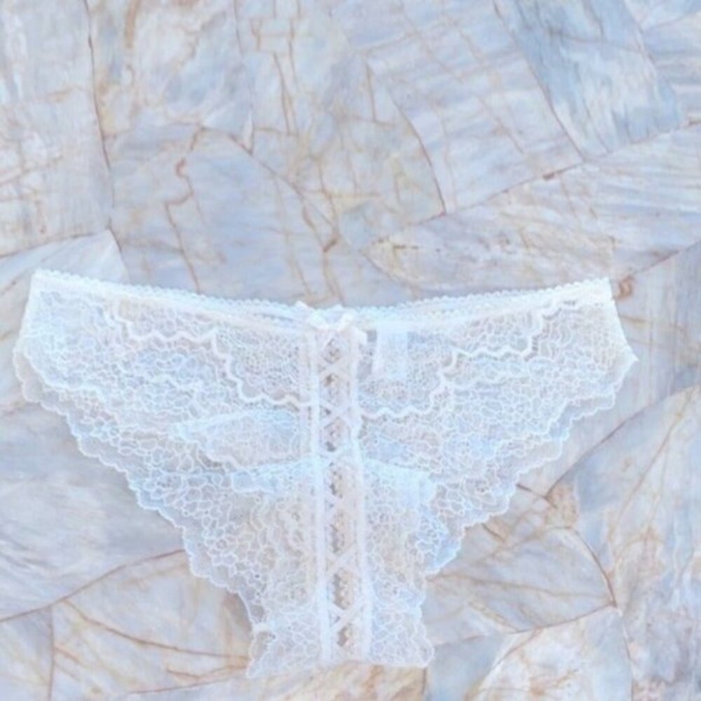VS Very Sexy White Lace Panty Underwear Mesh Bikini NEW